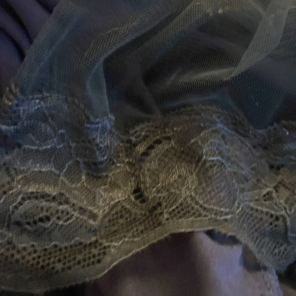 Koas Italy Asymmetrical Navy Tulle Dress Lace Trim Sz S - Picture 5 of 8